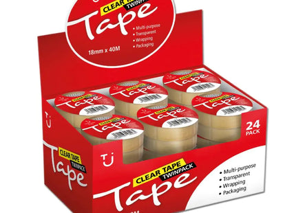 TJ clear tape twinpack 18mm x 40M - pack of 24
