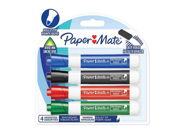 PaperMate drywipe bullet tip point markers assorted colours - set of 4 pens