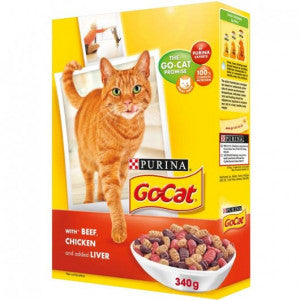 Go-cat Adult Cat With Beef Chicken & Flavoured With Liver 340g | PACK OF 6 | Nestle Purina Petcare (UK) Ltd