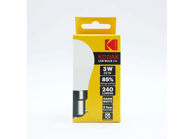Kodak Bulb LED Golf B22 BC Warm 3W/25W x6