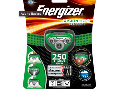Energizer LED Vision HD+ Green Headlight +3AAA x6